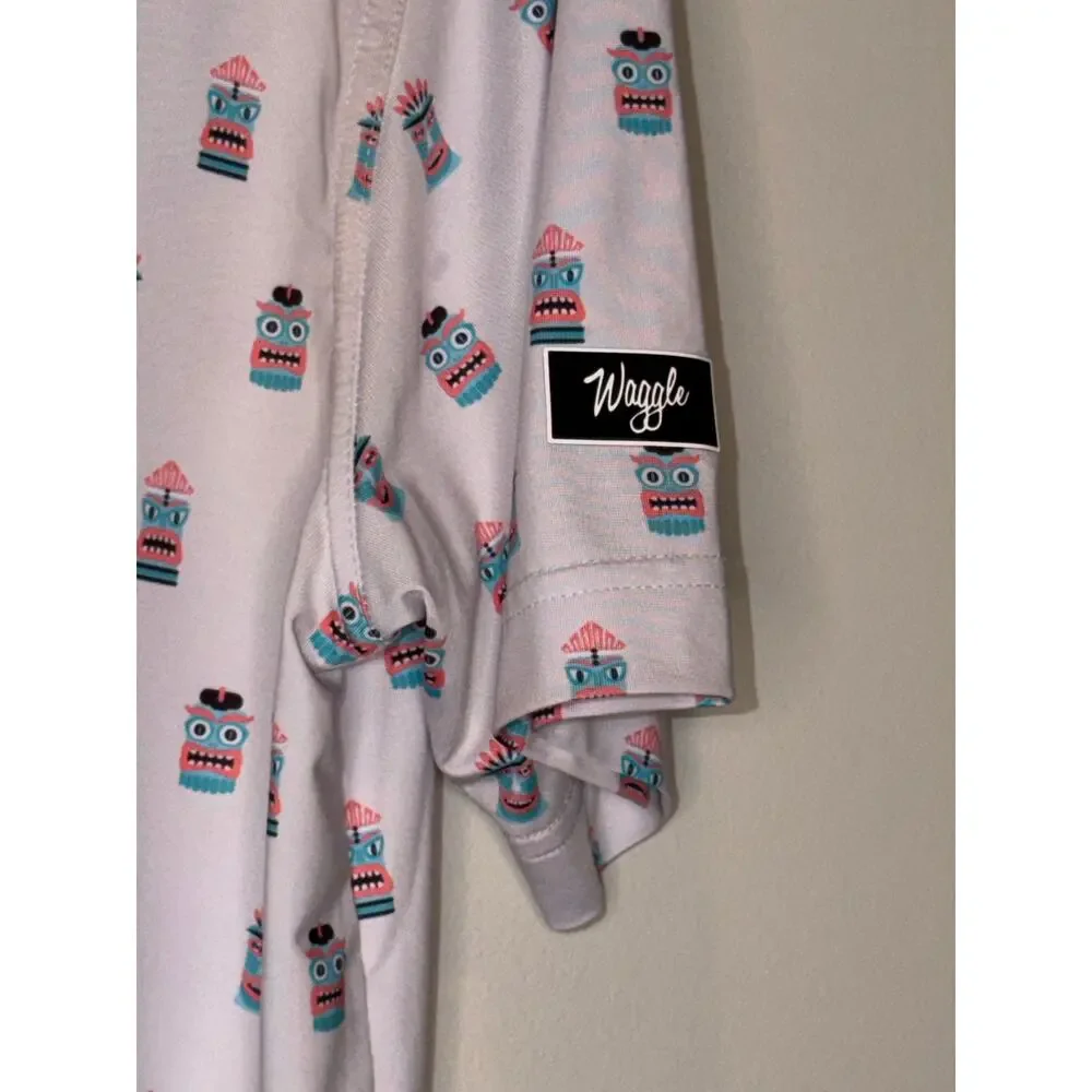 Waggle Tiki Head Golf Polo Lavender Pink Medium - Picture 4 of 8